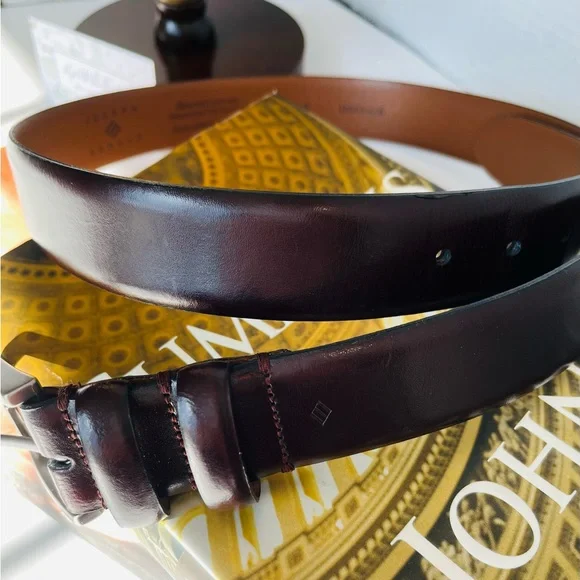 JOSEPH ABBOUD Belt Genuine Leather Gunmetal Buckle Handcrafted In Italy - Picture 6 of 15